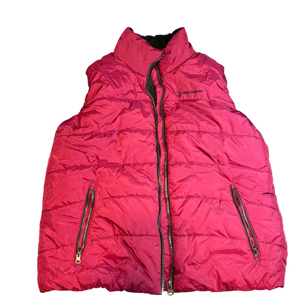 Free‎ Country red Puffer Vest XXL Full Zip Quilted Sleeveless